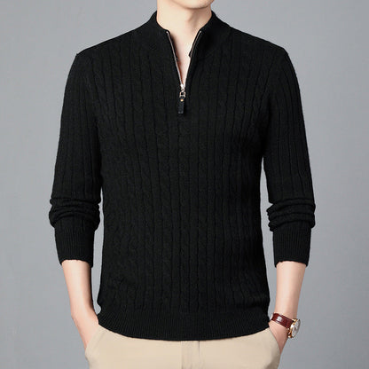 Strickpullover Herren Modern mit Reißverschluss und Struktur Details