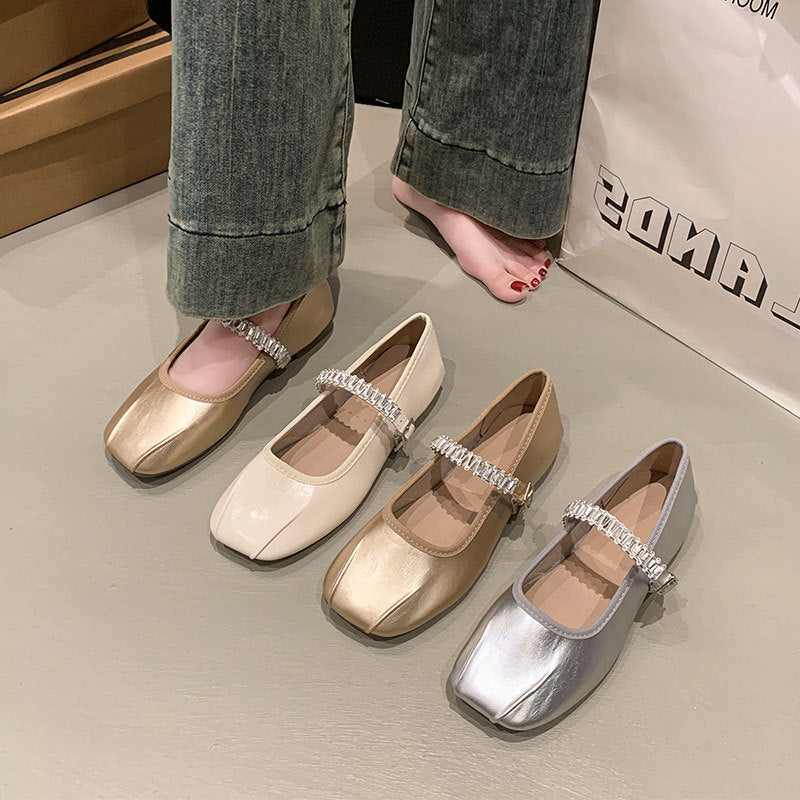Damen Ballerinas Glitzer Riemen Elegant Schuhe - BerlinGlamour