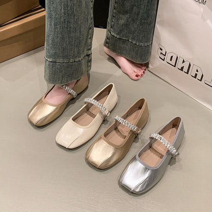 Damen Ballerinas Glitzer Riemen Elegant Schuhe - BerlinGlamour