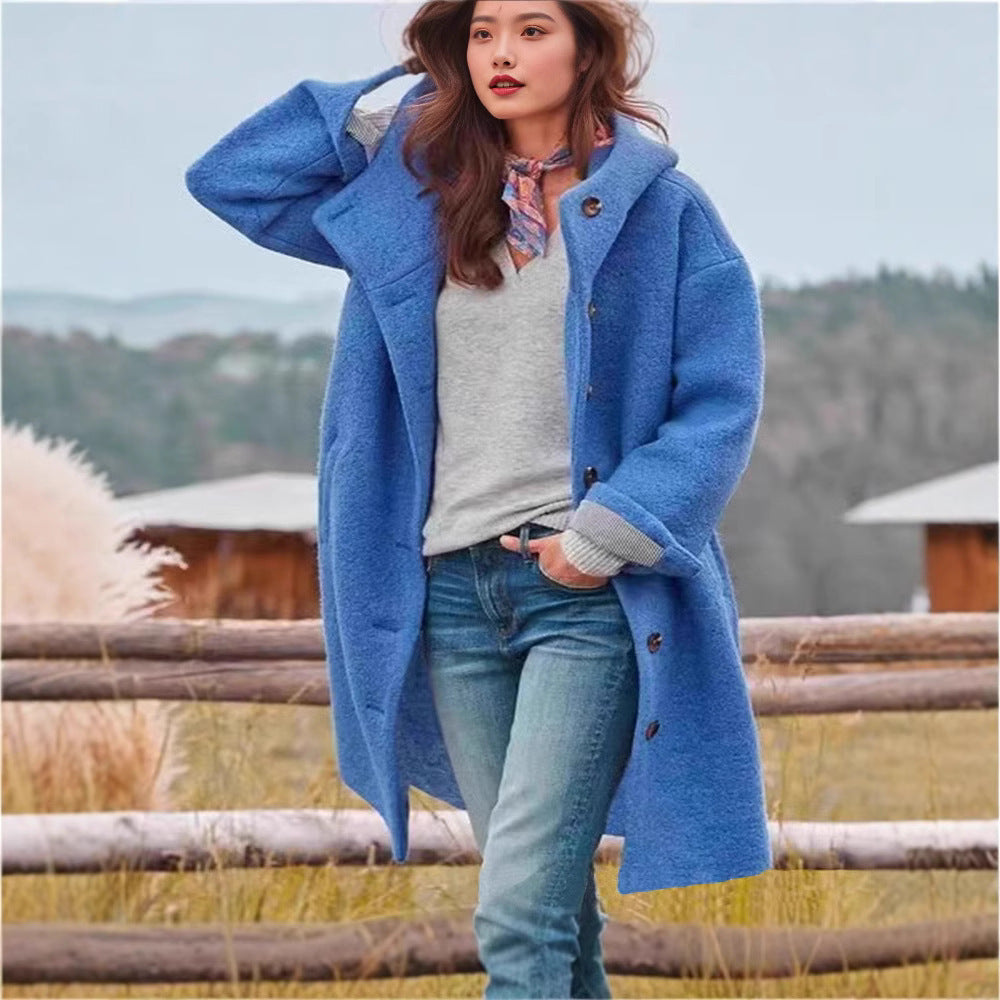 Lange Damen Winterjacke Wolle Mix Weich - BerlinGlamour