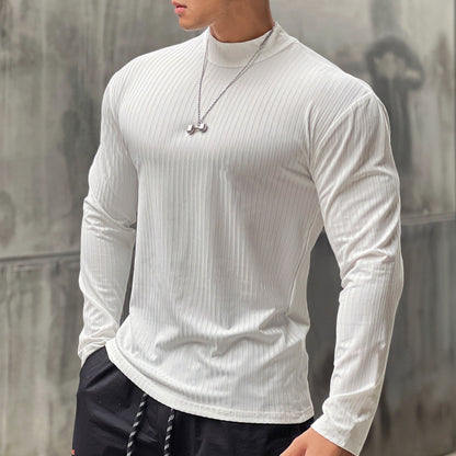 Herren Langarmshirt Elegantes Stehkragen Rippstruktur Berlin