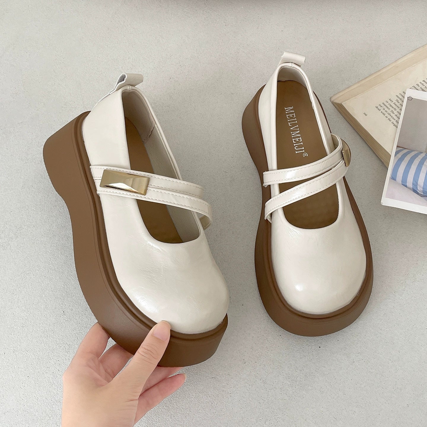Damen Lederschuhe Riemchen Komfortschuhe Modern