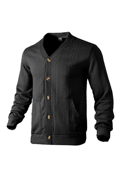 Herren Strickjacke Strukturiert Goldknöpfe Modern