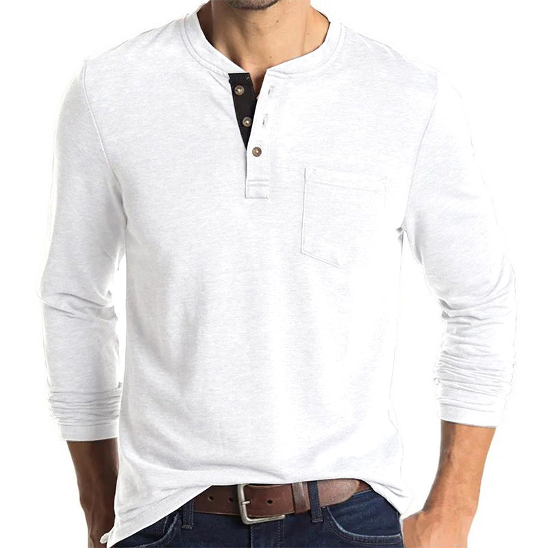 Herren Langarmshirt Modern Knopfdetails Elegant