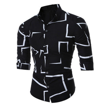 Herren Hemd Tailliert Modern Geometrisches Muster Slim Fit - BerlinGlamour