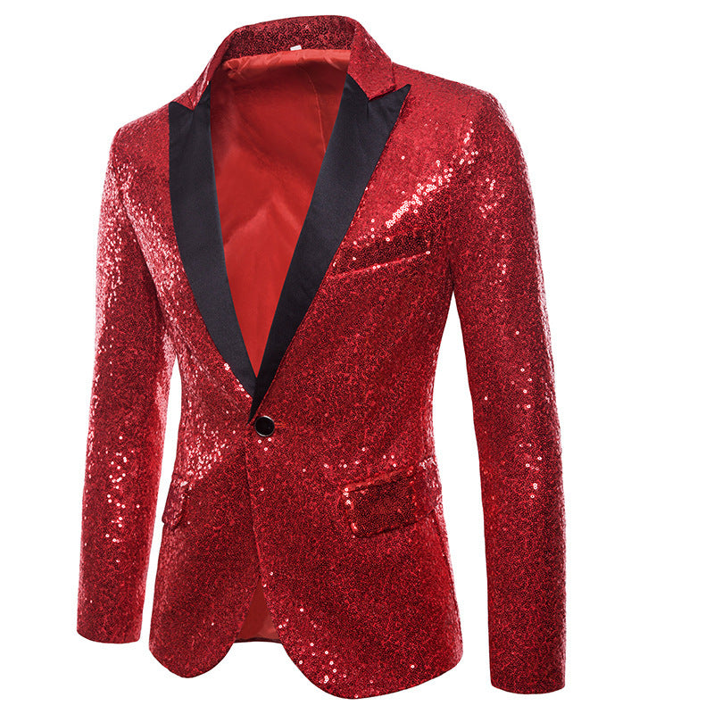 Herren Blazer Glitzernd Elegant Schwarzer Abendanzug