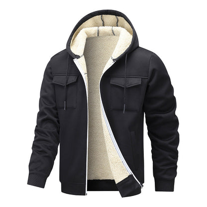 Herren Winterjacke Gefüttert Sportlich Mit Taschen