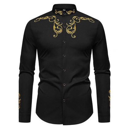 Herren Langarmshirt Elegantes Stickdesign Modern