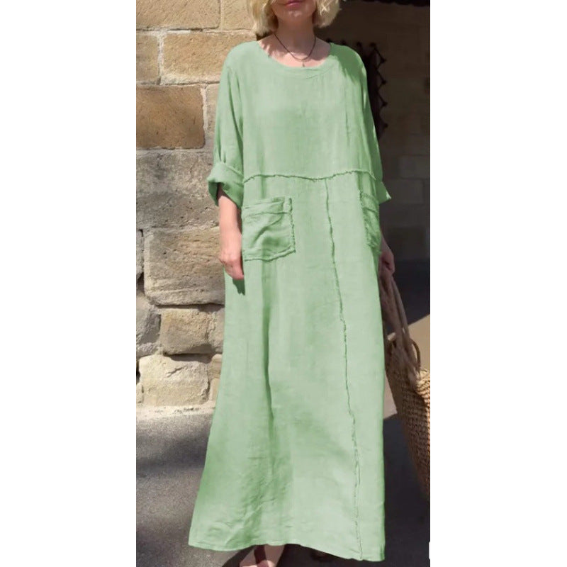 Langes, lässiges Plisseekleid mit langen Ärmeln von BerlinGlamour