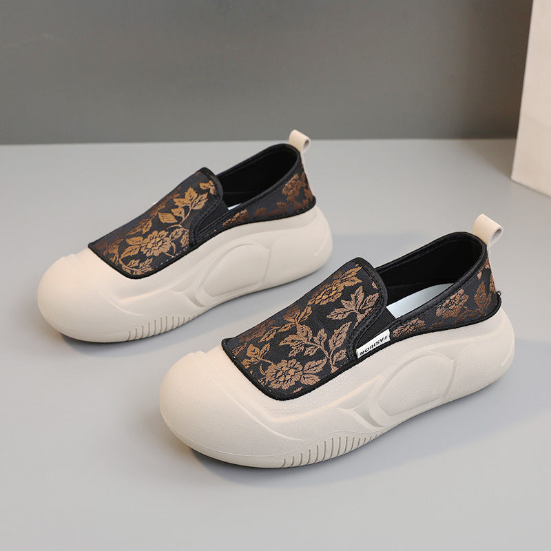Damen Sneaker Slip-On Bequem Floralmuster Rutschfest