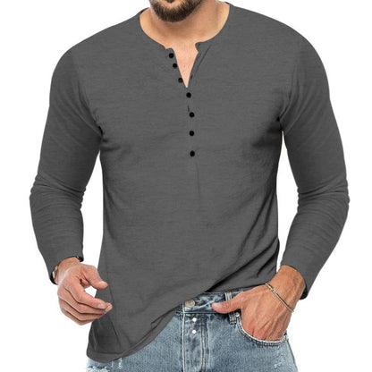 Herren Longsleeve Hemd Soft Material Knopfleiste Modern