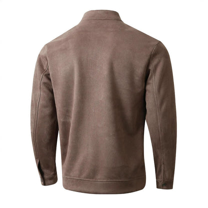 Herren Fleecejacke Lässig Reißverschluss Kragen Warm
