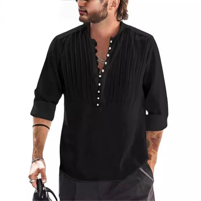 Herren Hemd Plissee Elegantes Button Down Design