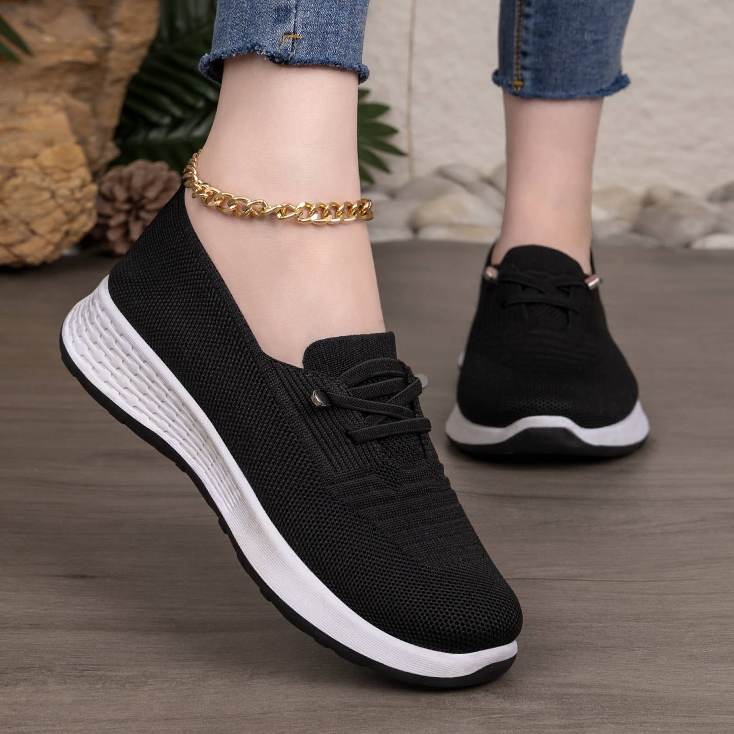 Damen Sneaker Bequem Elastisch Sportschuhe Frauen