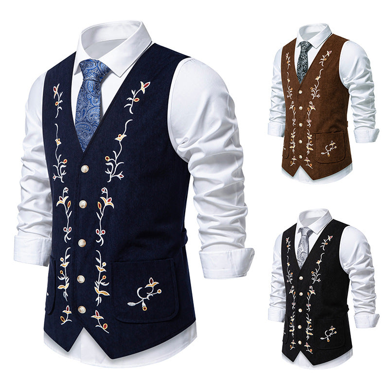 Herren Weste Elegant mit Stickereien Modern Floral