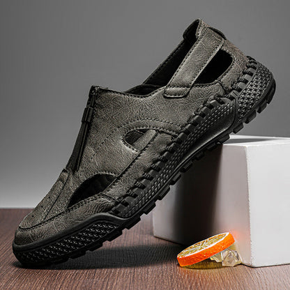 Damen Sandalen Ledersandalen Atmungsaktiv Rutschfest Verstellbar