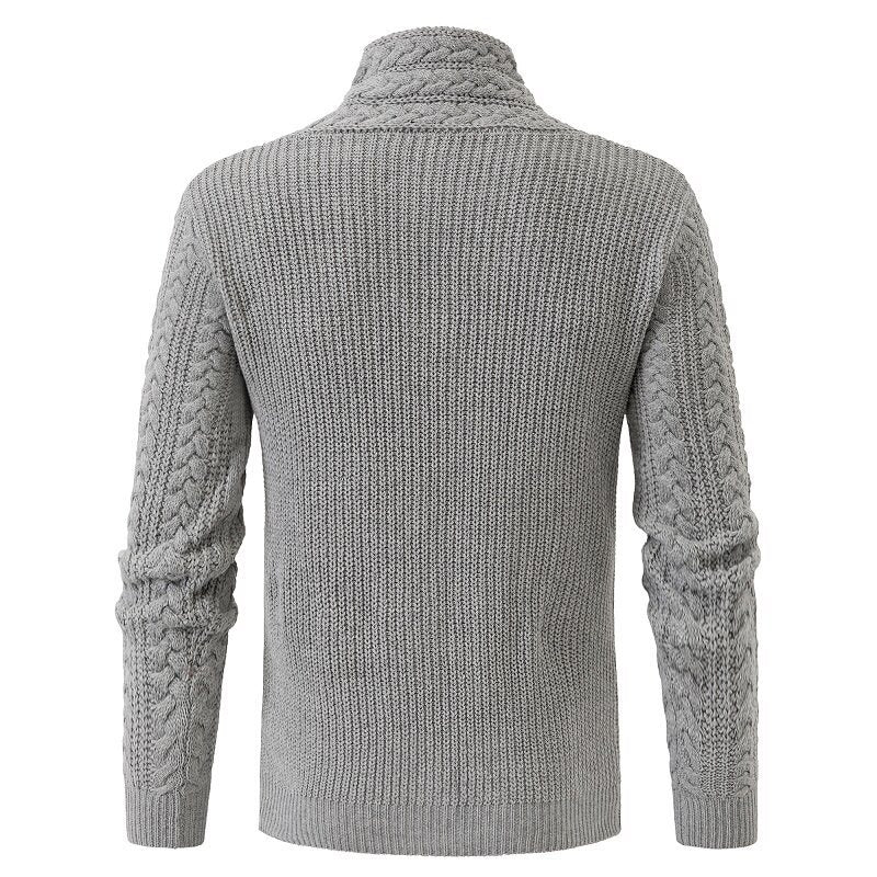 Herren Strickpullover Eleganter Schalkragen Zopfmuster Modern