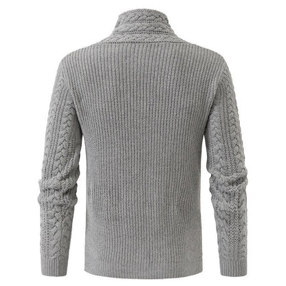 Herren Strickpullover Eleganter Schalkragen Zopfmuster Modern
