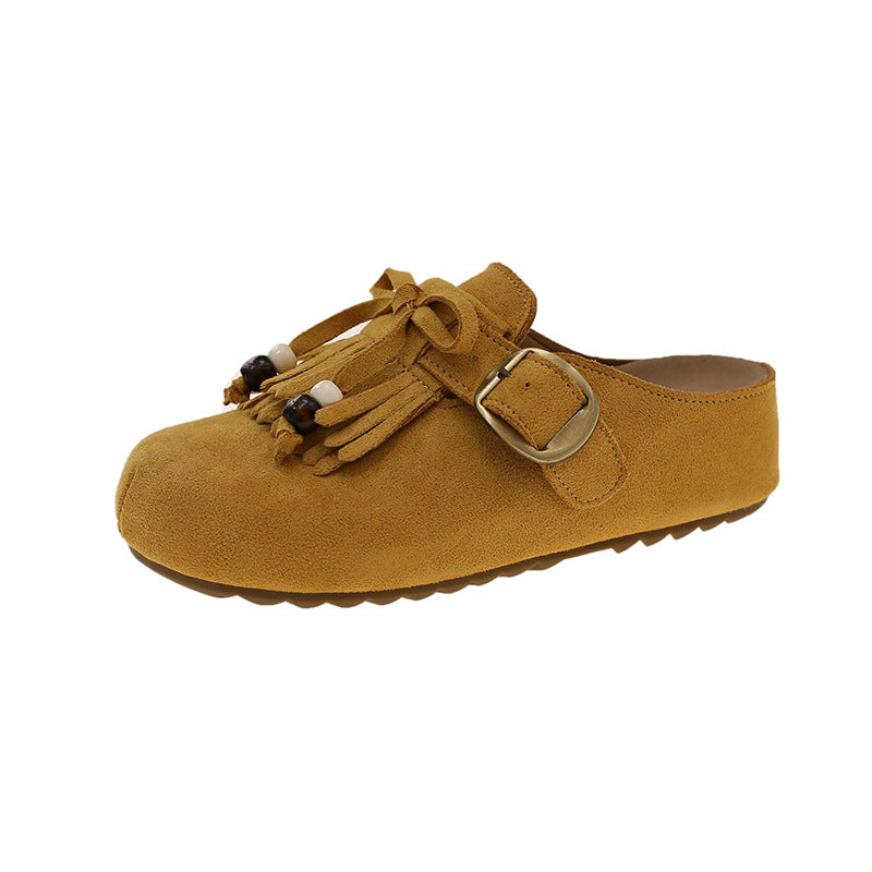 Damen Clogs Elegante Fransen Schnalle Modisch