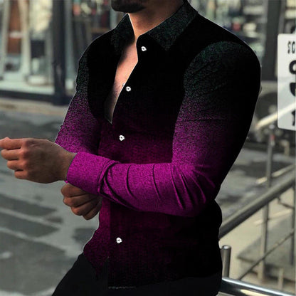 Herren Langarmhemd Farbverlauf Modern Edel Look