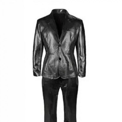 Eleganter Herren Anzug Satin Schwarz Modern