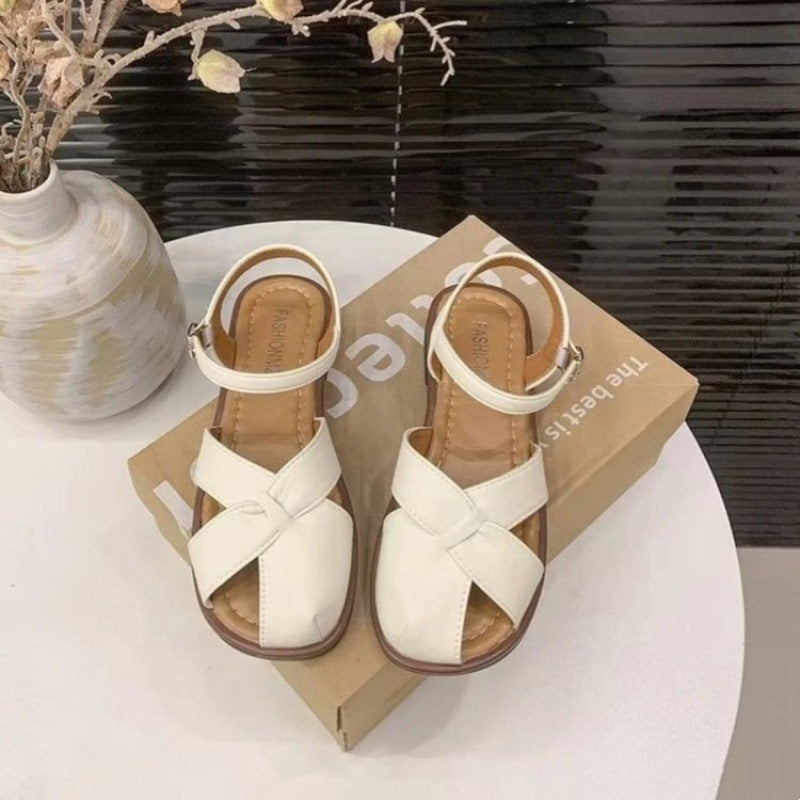 Damen Sandalen Riemchensandalen mit Kreuz-Design Elegant - BerlinGlamour