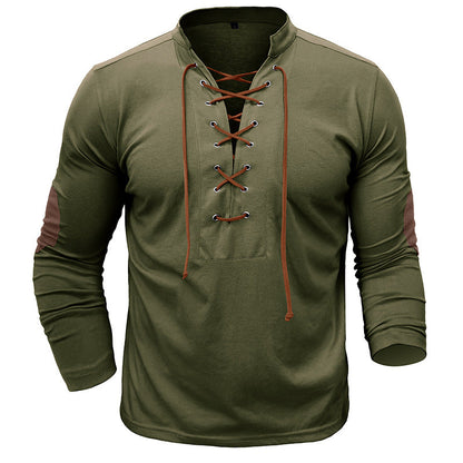 Herren Langarmshirt Modern Schnürdesign Slim Fit