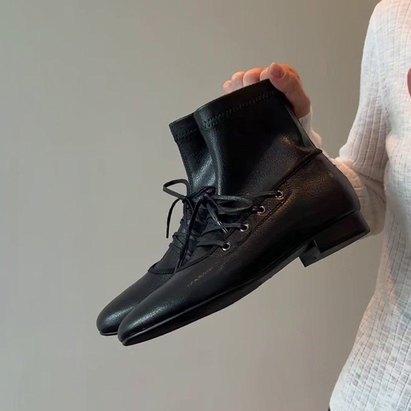 Damen Stiefel Schnürstiefel Leder Blockabsatz Elegant - BerlinGlamour