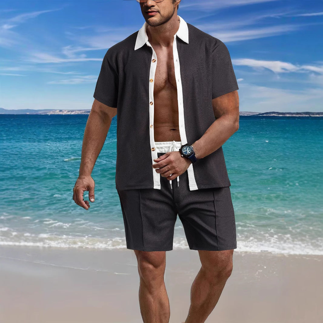 Herren Kurzarmhemd und Shorts Set Modern Sportlich