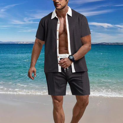 Herren Kurzarmhemd und Shorts Set Modern Sportlich
