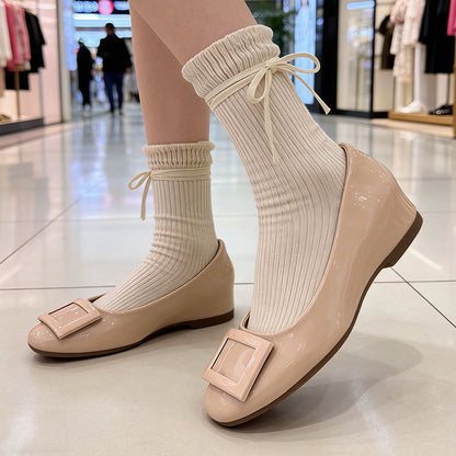 Damen Ballerinas Elegante Schleife Komfort Fußbett