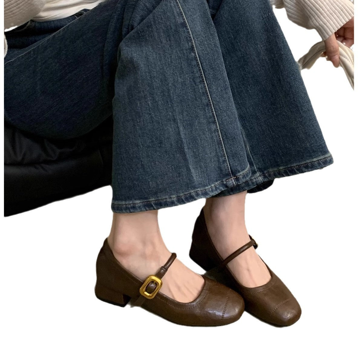 Damen Ballerinas Komfortabel mit Riemen und Schnalle Modisch