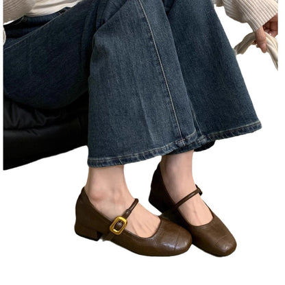 Damen Ballerinas Komfortabel mit Riemen und Schnalle Modisch
