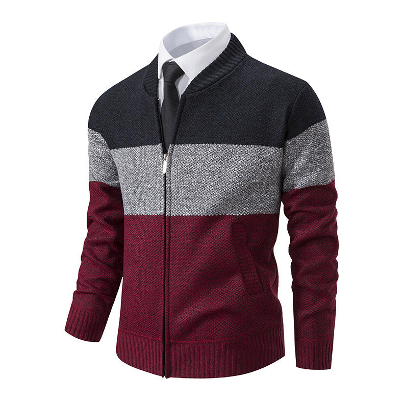 Herren Strickjacke Modern mit Reißverschluss Grau