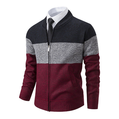 Herren Strickjacke Modern mit Reißverschluss Grau