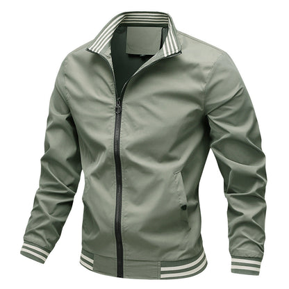 Herren Übergangsjacke Sportlich Streifen Kragen Modern
