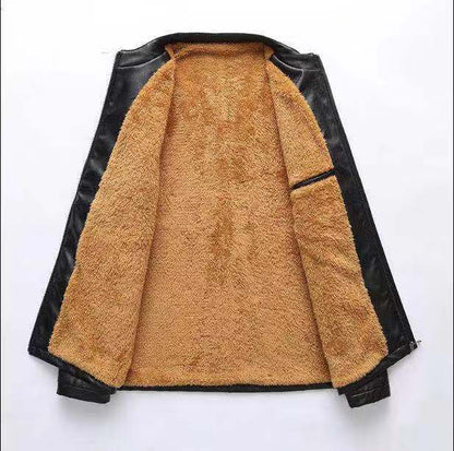 Herren Lederjacke Schwarz Minimalistisch mit Taschen
