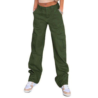 Damen Cargo-Hose Weite Bein mit Seitentaschen