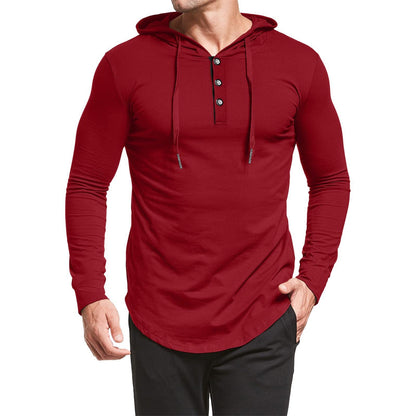 Herren Hoodie Langarm mit Knopfleiste Trendig Größe XL