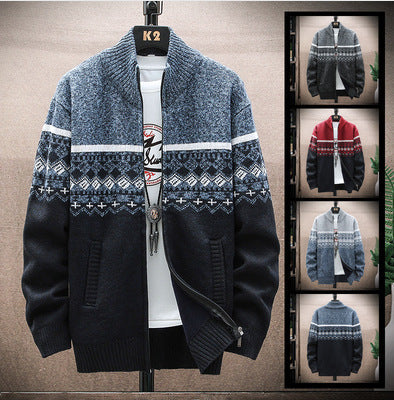 Herren Strickjacke Nordisch Muster Reißverschluss Modern - BerlinGlamour