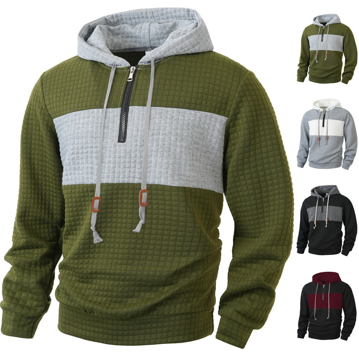 Herren Hoodie Strukturiert 1/4 Reißverschluss Modern - BerlinGlamour