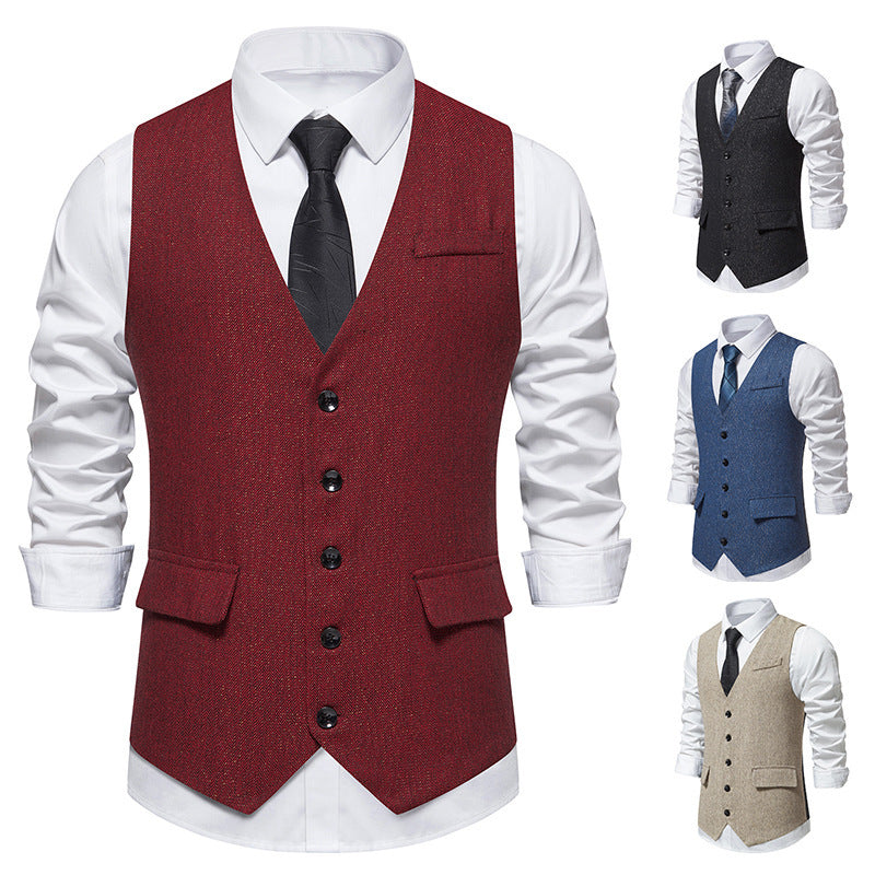 Herren Weste Elegant Mit Knöpfen Slim Fit