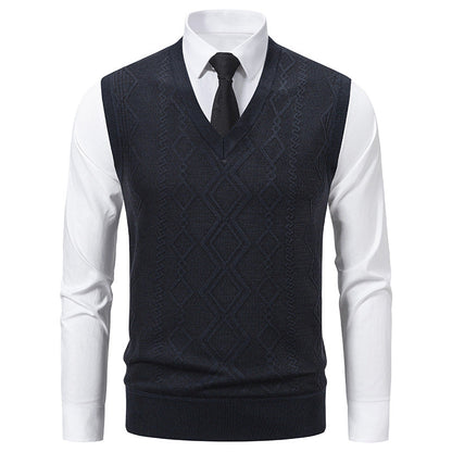Herren elegante Strickweste mit V-Ausschnitt und strukturiertem Muster BerlinGlamour