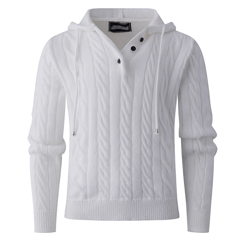 Herren Pullover Kapuze Zopfmuster Modern Grobstrick