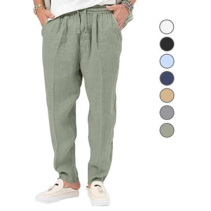 Herren Leinenhose Bequem Elastischer Bund Sommer - BerlinGlamour