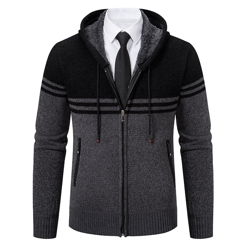 Herren Kapuzenjacke Modern mit Struktur Optik