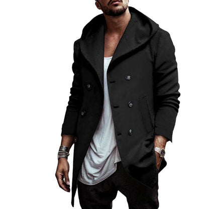 Herren Parka Jacke mit Kapuze und Stehkragen Sportlich Modern