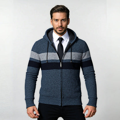 Herren Strickjacke Modern mit Kapuze und Cool Look