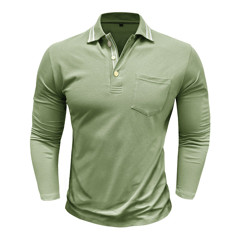 Herren Poloshirt Langarm Elegant Modern mit Details