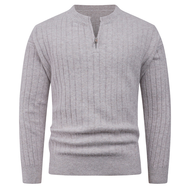 Herren Pullover Strick Modern mit Hochkragen und Reißverschluss